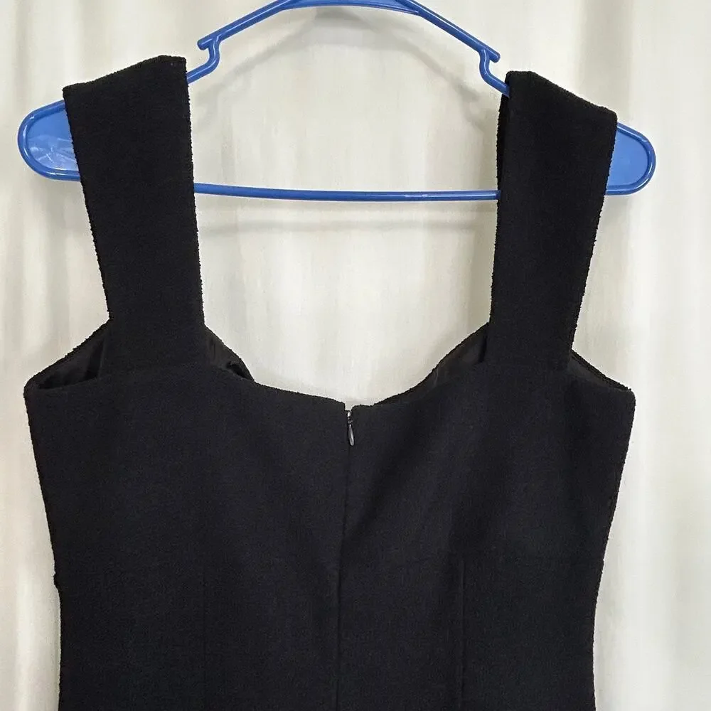 St. John Couture Black Sleeveless Twill Knit Cocktail‎ Dress Women's Size 12 HTF